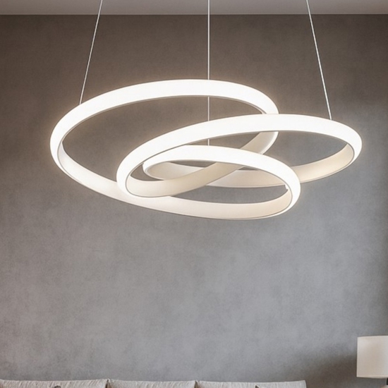 Lampadario diva s-s led 80w 3000k bianco design moderno gea luce