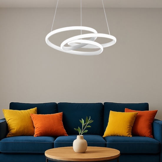 Lampadario diva s-s led 80w 3000k bianco design moderno gea luce