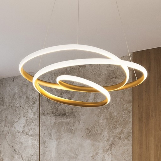 Lampadario diva s-s oro gea luce 80w 3000k per soggiorno moderno