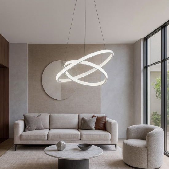 Lampadario iole s2 bianco gea luce cerchi led 40w 3000k