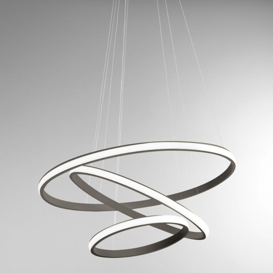 Lampadario gea luce iole s3 titanio 3 cerchi led moderno