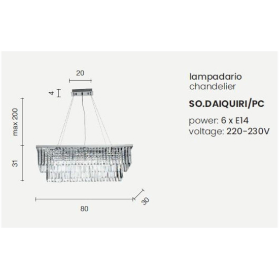 Lampadario in cristallo molato so daiquiri pc ondaluce