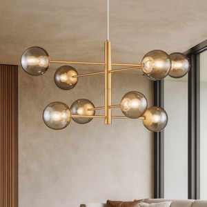 So eliseo lampadario moderno 6 luci oro sfere vetro
