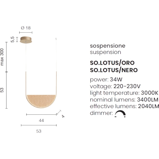 Ondaluce so lotus oro lampadario moderno led dimmerabile