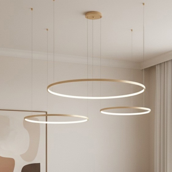 Ondaluce lampadario moderno soel so 3 oro cerchi led