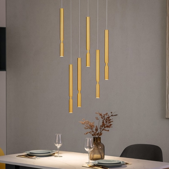 So tubic 6 ondaluce lampadario oro sei luci led 3000k