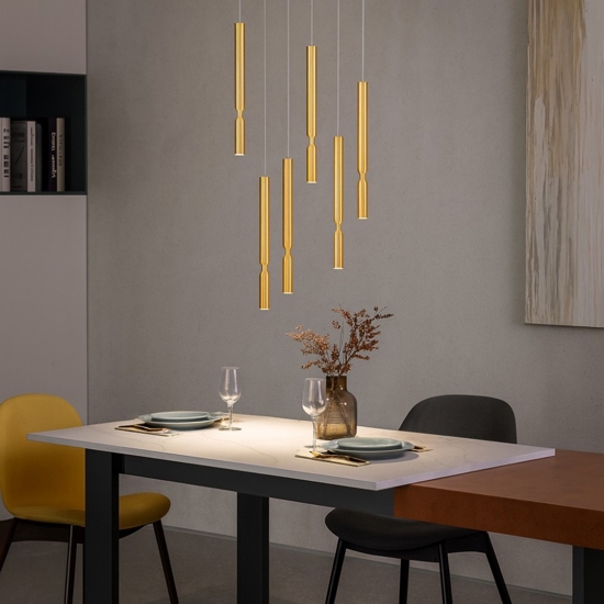 So tubic 6 ondaluce lampadario oro sei luci led 3000k