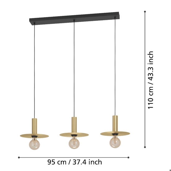 Escandell eglo lampadario da cucina minimal 3 luci colore oro