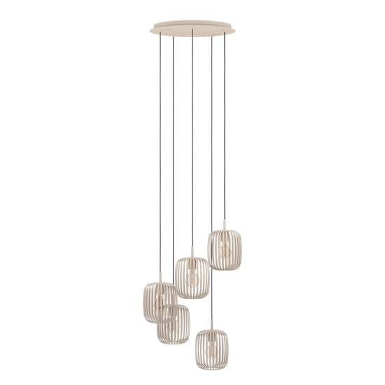 Romazzina eglo lampadario moderno colore sabbia 5 luci pendenti