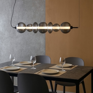 Visualizza i dettagli per Lampadario orizzontale moderno con sfere di vetro per soggiorno Lampadario orizzontale moderno con sfere di vetro per soggiorno