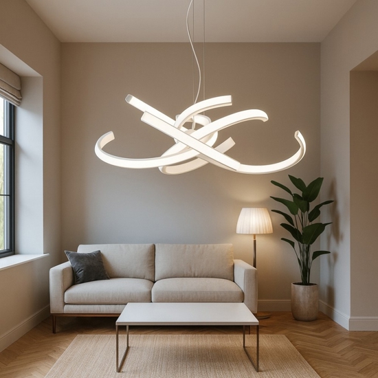 Gea luce cinzia lampadario moderno led 46w 3000k bianco per salotto