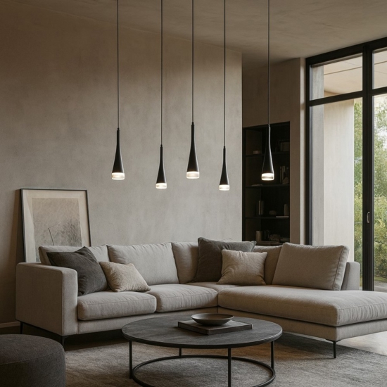 Lampadario moderno design twist vivida nero led 18w 3000k