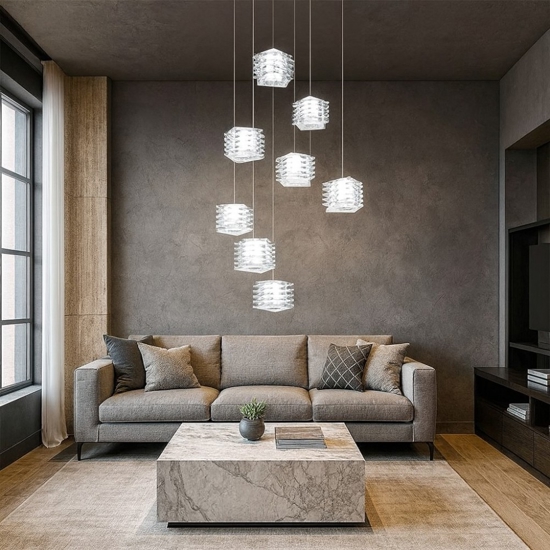 Lampadario moderno di cristallo rubik top light
