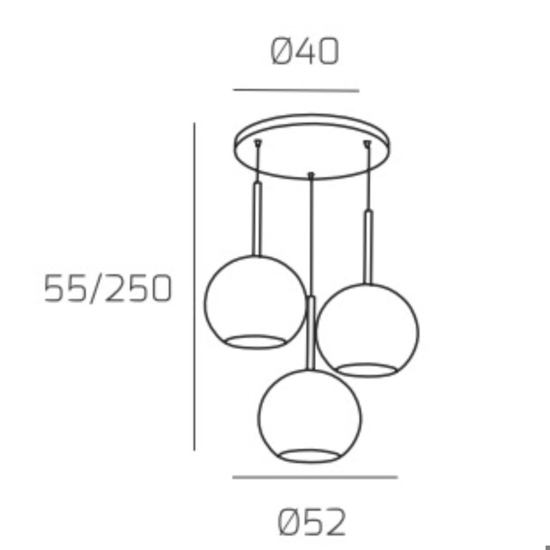 Lampadario moderno 3 luci vetri cromo rame oro future top light
