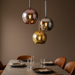 Lampadario da soggiorno vetri rame oro cromo
