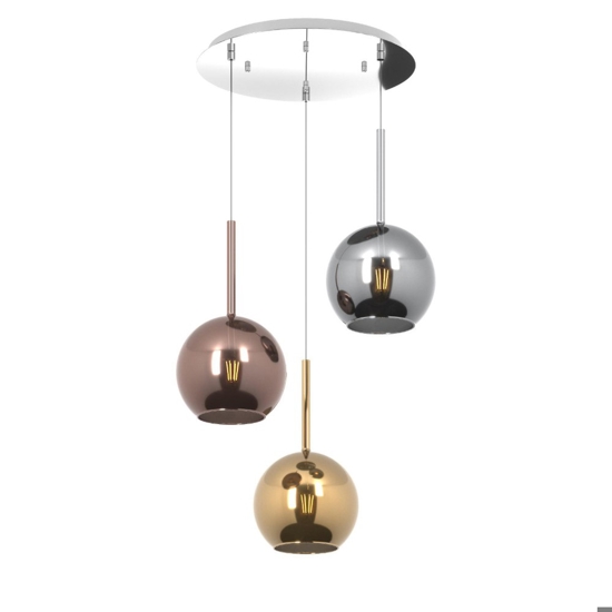Lampadario da soggiorno vetri rame oro cromo
