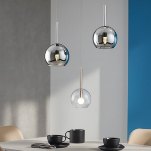 Visualizza i dettagli per Lampadario per soggiorno moderno vetri trasparenti cromo Lampadario per soggiorno moderno vetri trasparenti cromo