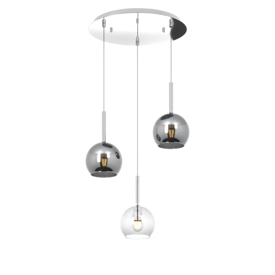 Lampadario per soggiorno moderno vetri trasparenti cromo