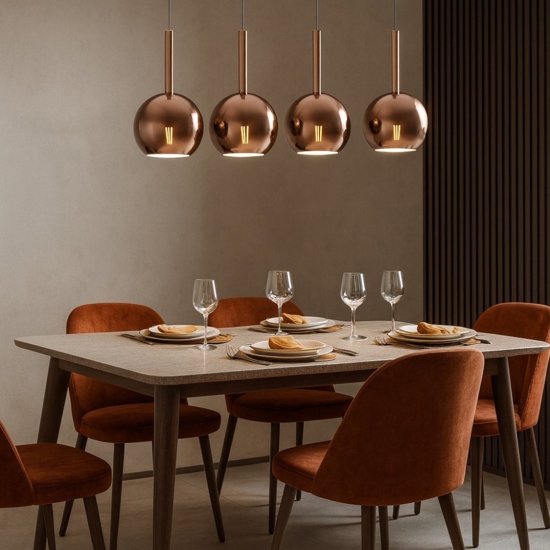 Lampadario per soggiorno moderno vetro rame