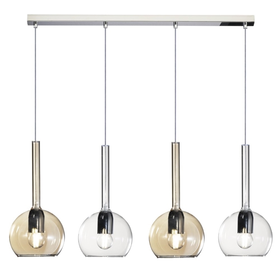Lampadario per sala da pranzo vetri ambra trasparenti