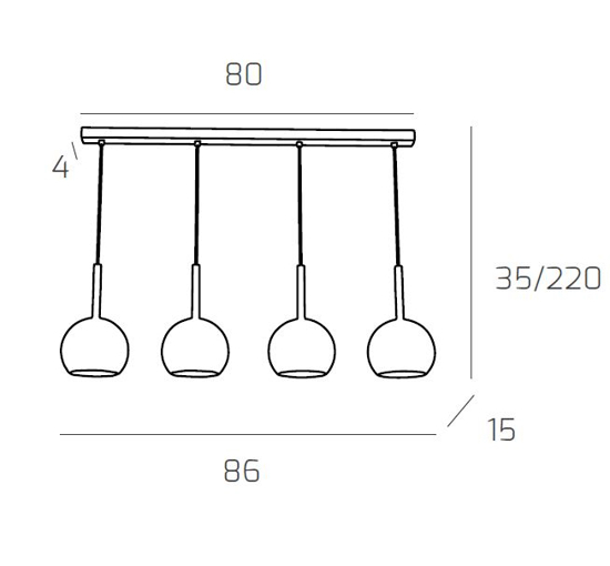 Lampadario per sala da pranzo vetri ambra trasparenti