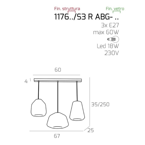 Lampadario oro vetri trasparenti per soggiorno toplight