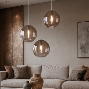 Toplight lampadario per soggiorno sfere vetro rame