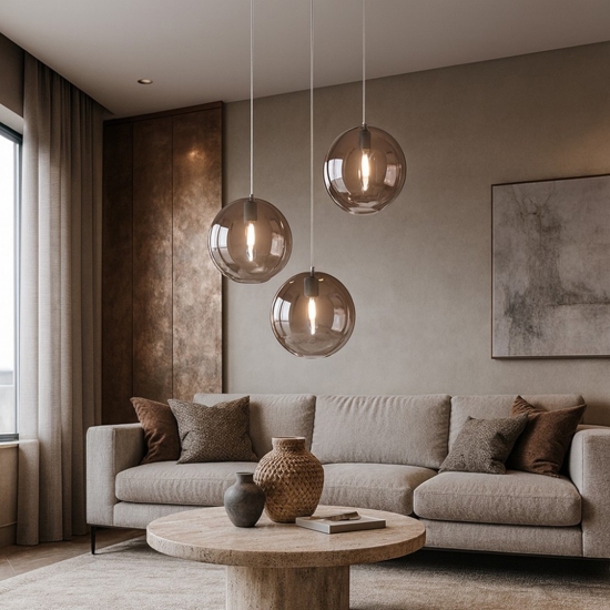 Toplight lampadario per soggiorno sfere vetro rame