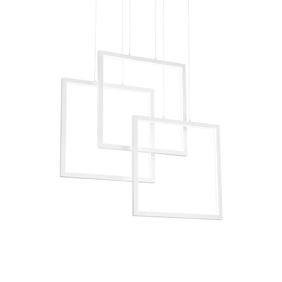 Ideal lux frame lampadario per soggiorno moderno bianco led 80w 3000k