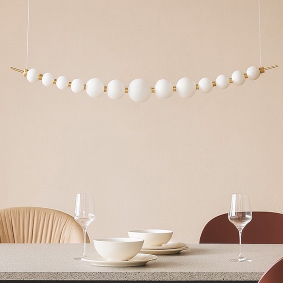 Lampadario per soggiorno perle di vetro oro led 32w 3000k dimmerabile