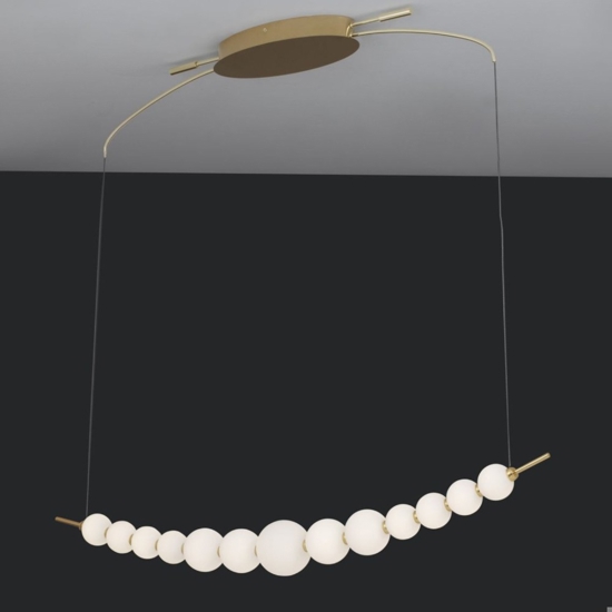 Lampadario per soggiorno perle di vetro oro led 32w 3000k dimmerabile