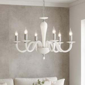 Lampadario ravel ondaluce vetro 6 bracci bianco