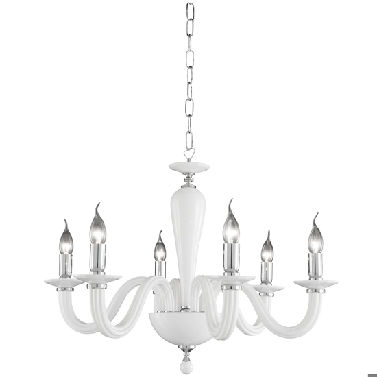Lampadario ravel ondaluce vetro 6 bracci bianco