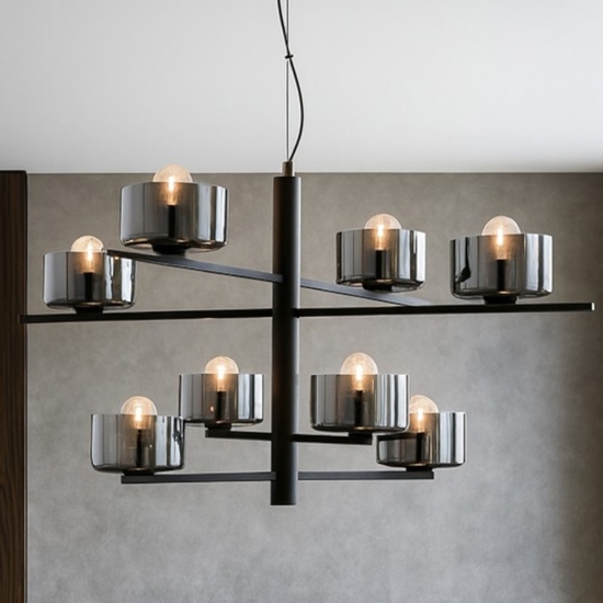 So figaro ondaluce lampadario moderno 8 luci nero per salotto