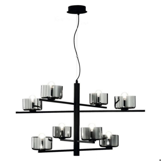 So figaro ondaluce lampadario moderno 8 luci nero per salotto