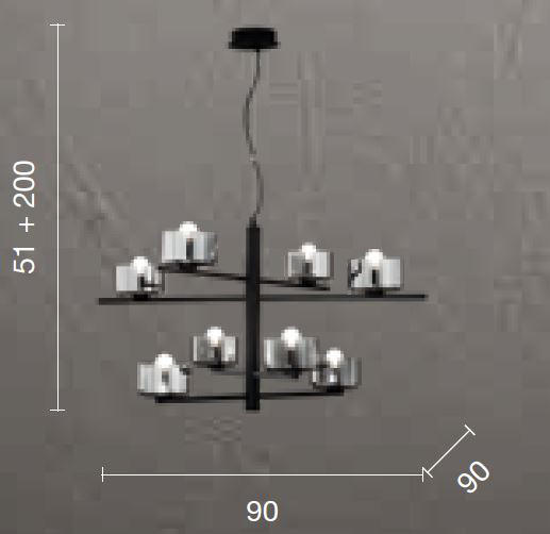 So figaro ondaluce lampadario moderno 8 luci nero per salotto