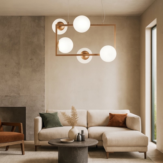 Ondaluce so monile 5 lampadario oro sfere vetro