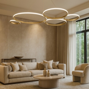 Lampadario design moderno so pois ondaluce oro led 60w 4000k