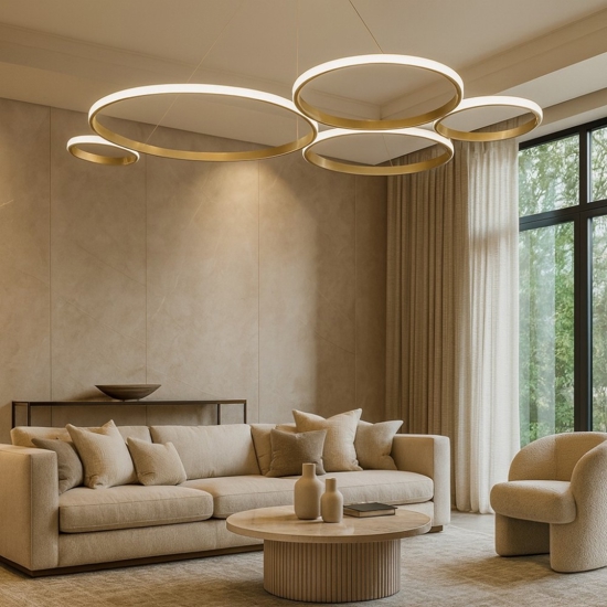 Lampadario design moderno so pois ondaluce oro led 60w 4000k