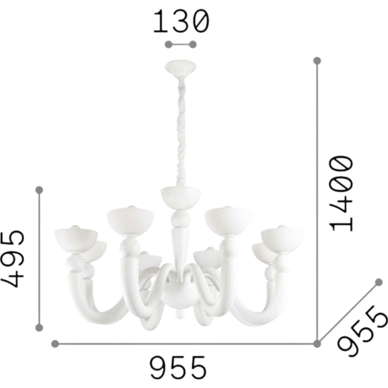 Bon bon sp8 ideal lux lampadario bianco