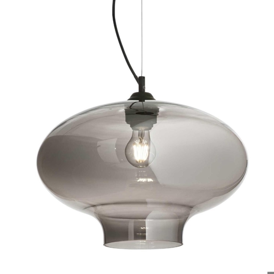 Bistro' sp1 round ideal lux lampadario vintage vetro grigio fumo