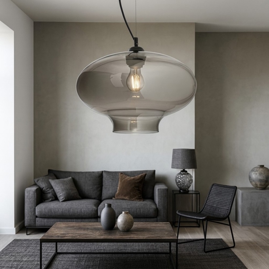 Bistro' sp1 round ideal lux lampadario vintage vetro grigio fumo