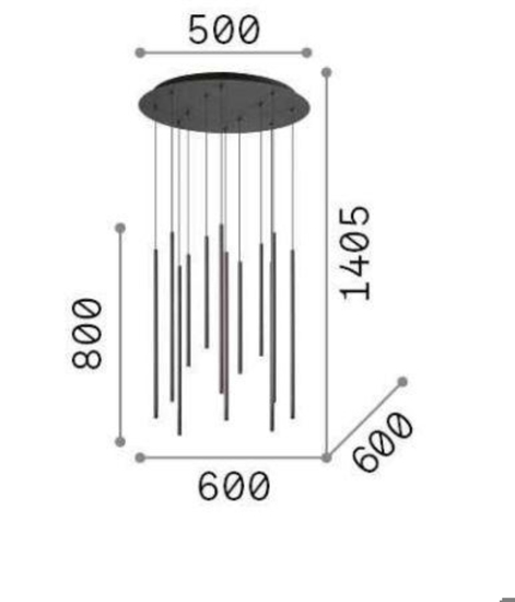 Filo ideal lux lampadario moderno led 19w 3000k sp12 nero