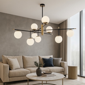 Visualizza i dettagli per Ideal lux gourmet pl9 grande lampadario particolare 9 luci sfere vetro bianco Ideal lux gourmet pl9 grande lampadario particolare 9 luci sfere vetro bianco