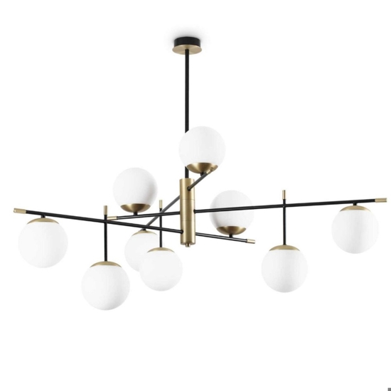 Ideal lux gourmet pl9 grande lampadario particolare 9 luci sfere vetro bianco