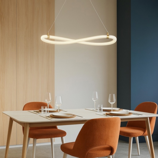 Lampadario moderno oro tubo di silicone cerchio led 15w 3000k