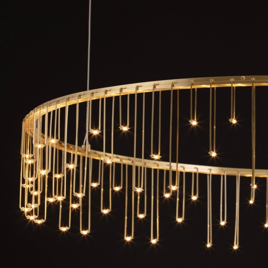 Lampadario design led oro ramato stelle cadenti