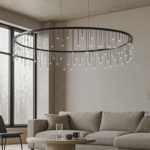 Lampadario nero stelle cadenti led per soggiorno moderno