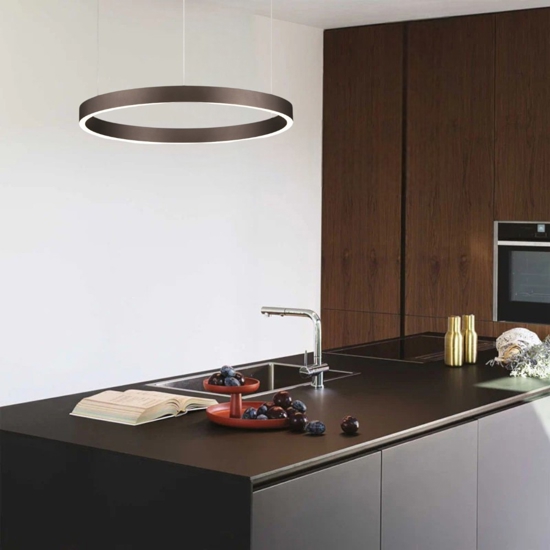 Lampadario moderno cerchio marrone led 60w 3000k