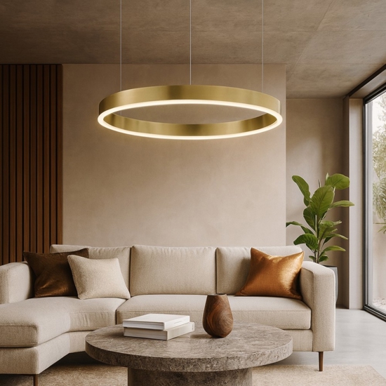 Lampadario cerchio 60cm oro led 50w 2700k a 6000k dimmerabile